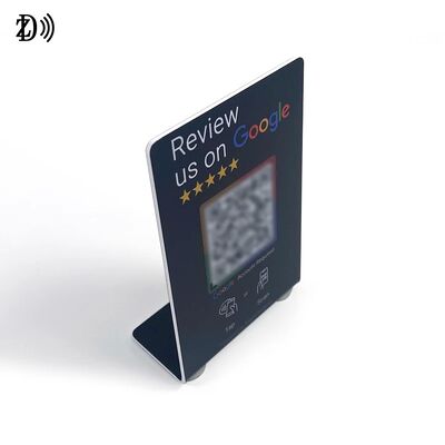 Logo personalizzato NFC Stand Social Media Review NTAG213 NFC PVC Google Review Card Menu Display Stand